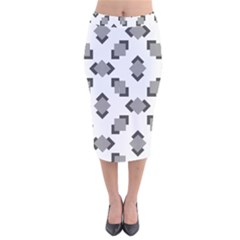 Black White Minimal Art Velvet Midi Pencil Skirt by designsbymallika