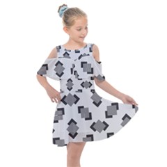 Black White Minimal Art Kids  Shoulder Cutout Chiffon Dress by designsbymallika