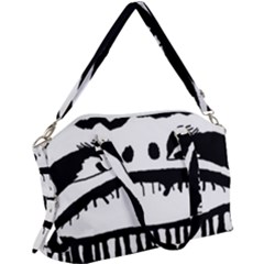 Creepy Monster Black And White Close Up Drawing Canvas Crossbody Bag by dflcprintsclothing