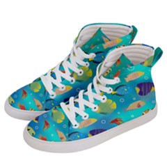 Cheerful And Bright Fish Swim In The Water Men s Hi-top Skate Sneakers by SychEva