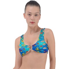 Cheerful And Bright Fish Swim In The Water Ring Detail Bikini Top by SychEva