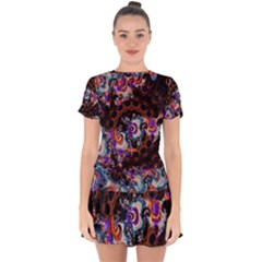 Viral Mandala Drop Hem Mini Chiffon Dress by MRNStudios