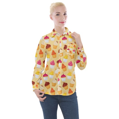 Cupcakes Love Women s Long Sleeve Pocket Shirt by designsbymallika