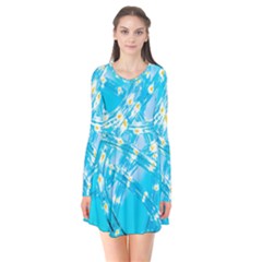 Pop Art Neuro Light Long Sleeve V-neck Flare Dress by essentialimage365