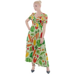 Vegetables Love Button Up Short Sleeve Maxi Dress by designsbymallika