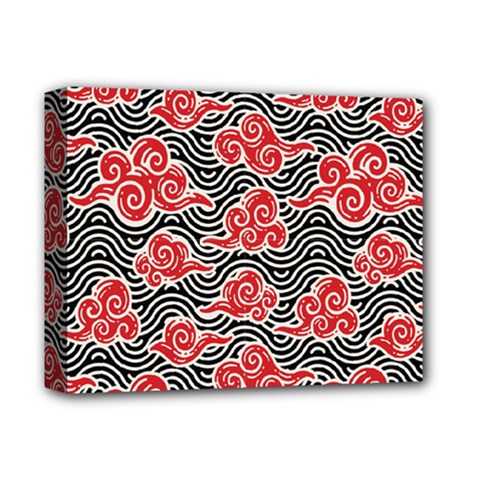 Red Black Waves Deluxe Canvas 14  X 11  (stretched) by designsbymallika