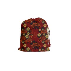 Folk Flowers Pattern Drawstring Pouch (small) by Eskimos