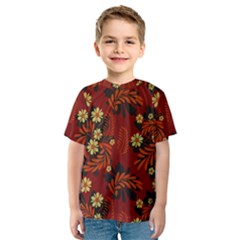 Folk Flowers Pattern Kids  Sport Mesh Tee