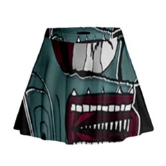 Colored Creepy Man Portrait Illustration Mini Flare Skirt by dflcprintsclothing
