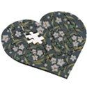 Folk flowers pattern Floral surface design Wooden Puzzle Heart View3