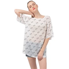 Stylized Bird Cartoon Drawing Pattern Oversized Chiffon Top by dflcprintsclothing