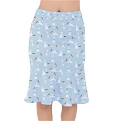 Funny And Funny Hares  And Rabbits In The Meadow Short Mermaid Skirt by SychEva