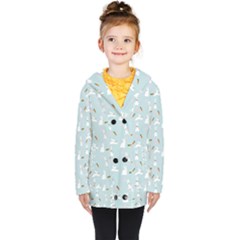 Funny And Funny Hares  And Rabbits In The Meadow Kids  Double Breasted Button Coat by SychEva