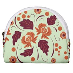 Folk Flowers Pattern Horseshoe Style Canvas Pouch by Eskimos