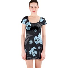 Folk Flowers Pattern Short Sleeve Bodycon Dress by Eskimos