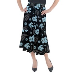 Folk Flowers Pattern Midi Mermaid Skirt by Eskimos