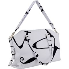 Black And White Abstract Linear Decorative Art Canvas Crossbody Bag by dflcprintsclothing