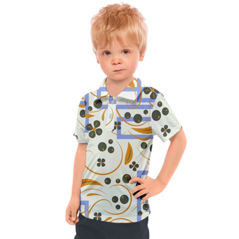 Folk Flowers Pattern Floral Surface Design Kids  Polo Tee by Eskimos