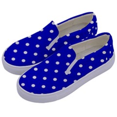 1950 Blue White Dots Kids  Canvas Slip Ons by SomethingForEveryone