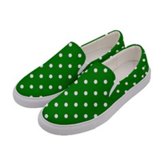 1950 Green White Dots Women s Canvas Slip Ons by SomethingForEveryone