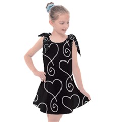 White Outlined Hearts Kids  Tie Up Tunic Dress by SomethingForEveryone