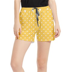 1950 Happy Summer Yellow White Dots Runner Shorts by SomethingForEveryone