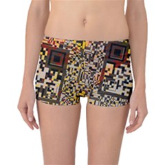 Root Humanity Bar And Qr Code Flash Orange And Purple Boyleg Bikini Bottoms by WetdryvacsLair