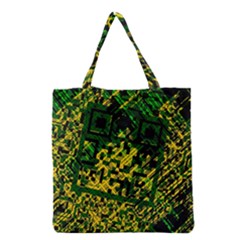 Root Humanity Bar And Qr Code Green And Yellow Doom Grocery Tote Bag by WetdryvacsLair