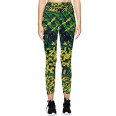 Root Humanity Bar And Qr Code Green And Yellow Doom Pocket Leggings  by WetdryvacsLair
