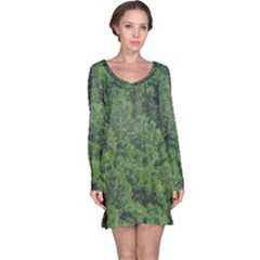 Leafy Forest Landscape Photo Long Sleeve Nightdress by dflcprintsclothing