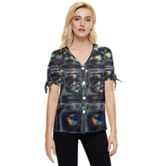 Power Up Bow Sleeve Button Up Top by MRNStudios