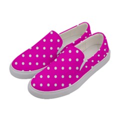 1950 Hello Pink White Dots Women s Canvas Slip Ons by SomethingForEveryone