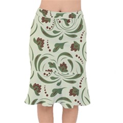 Folk Flowers Pattern  Short Mermaid Skirt by Eskimos