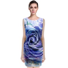 Watercolor-rose-flower-romantic Sleeveless Velvet Midi Dress by Sapixe