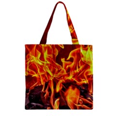 Fire-burn-charcoal-flame-heat-hot Zipper Grocery Tote Bag by Sapixe