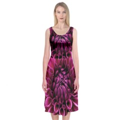Dahlia-flower-purple-dahlia-petals Midi Sleeveless Dress by Sapixe