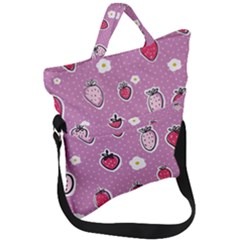 Juicy Strawberries Fold Over Handle Tote Bag by SychEva