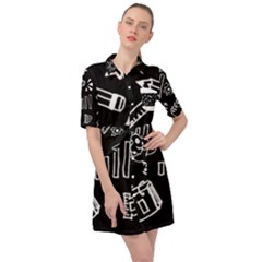 Knowledge-drawing-education-science Belted Shirt Dress by Sapixe