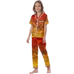 Music-notes-melody-note-sound Kids  Satin Short Sleeve Pajamas Set by Sapixe