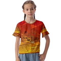 Music-notes-melody-note-sound Kids  Cuff Sleeve Scrunch Bottom Tee