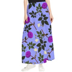 Purple Flower On Lilac Maxi Chiffon Skirt by Daria3107