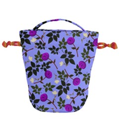 Purple Flower On Lilac Drawstring Bucket Bag by Daria3107