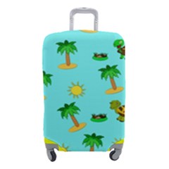 Turtle And Palm On Blue Pattern Luggage Cover (small) by Daria3107