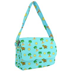 Turtle And Palm On Blue Pattern Courier Bag by Daria3107