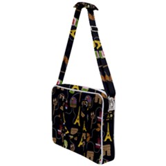 Paris Street Pattern On Black Cross Body Office Bag by Daria3107