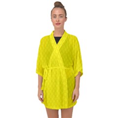 Soft Pattern Yellow Half Sleeve Chiffon Kimono by PatternFactory