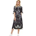 Moody Mandala Bow Sleeve Chiffon Midi Dress View1