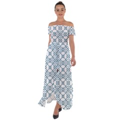 Arabic Vector Seamless Pattern Off Shoulder Open Front Chiffon Dress by webstylecreations