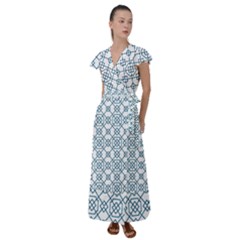 Arabic Vector Seamless Pattern Flutter Sleeve Maxi Dress by webstylecreations