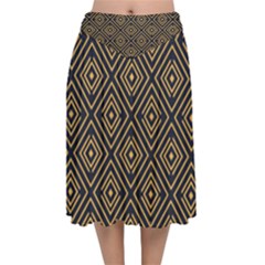 Art Deco Vector Pattern Velvet Flared Midi Skirt by webstylecreations
